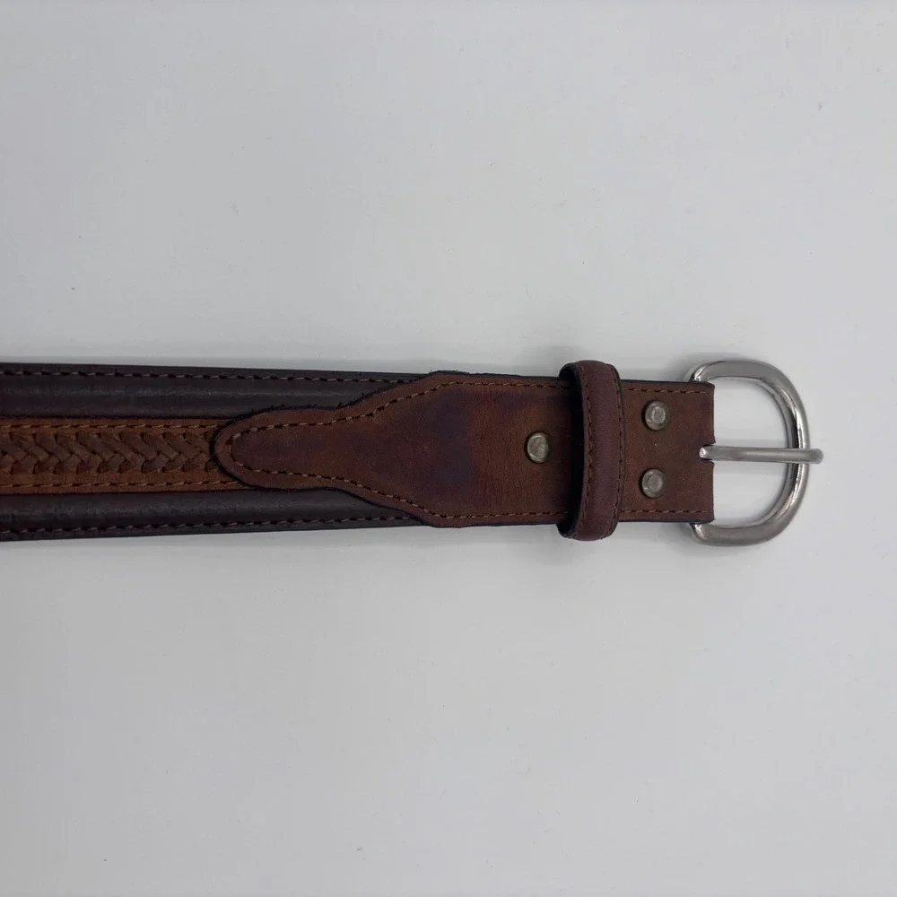 Nocona Belt Co Leather Belt Mens 30 Brown Braided‎ Inlay Western N2426002 Cowboy